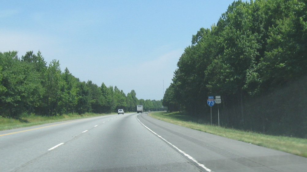 Photo of Typical Future I-73/US 220 Sign Assembly along 
US 220 Freeway, Guilford County, June 2009