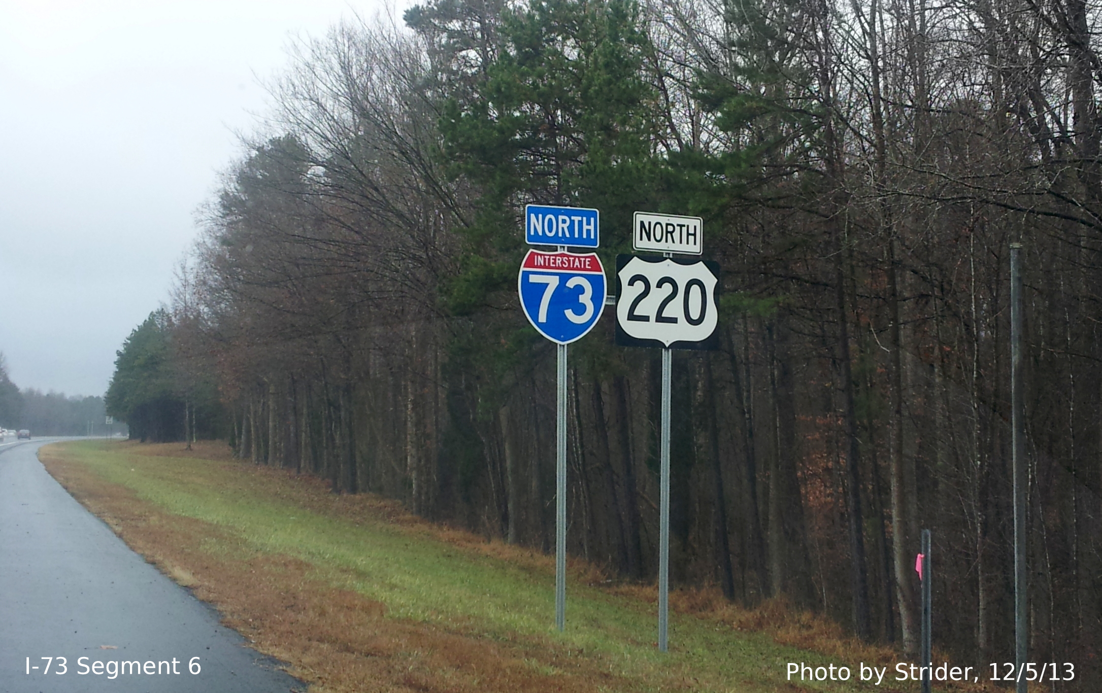 Photo of New I-73 shield
put up along US 220 North in Guilford County North of Old Randleman Rd Exit, Photo from Strider