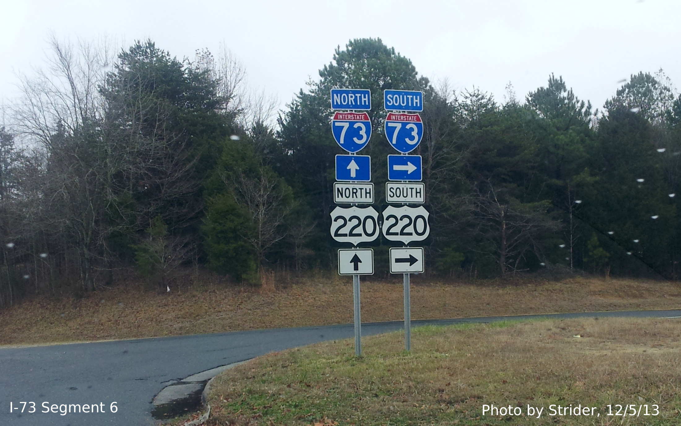 Photo of New I-73 and US 
220 shields at South on-ramp from Old Randleman Rd, Photo by Strider