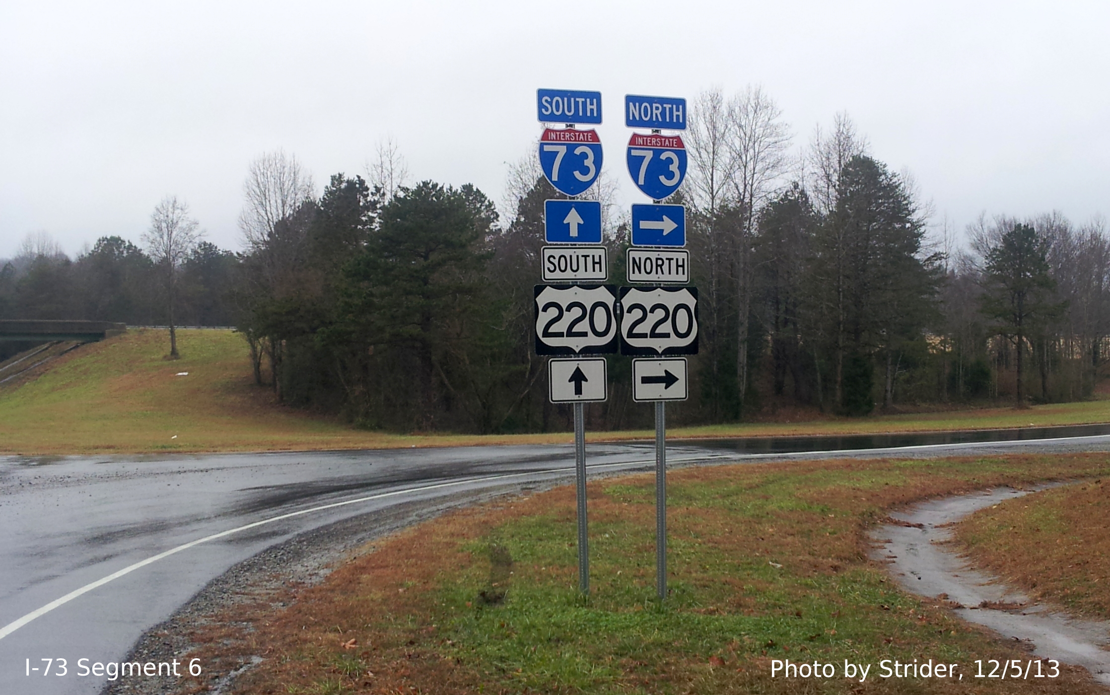 Photo of New I-73 and US 
220 shields at North on-ramp from Old-Randleman Rd, Photo by Strider