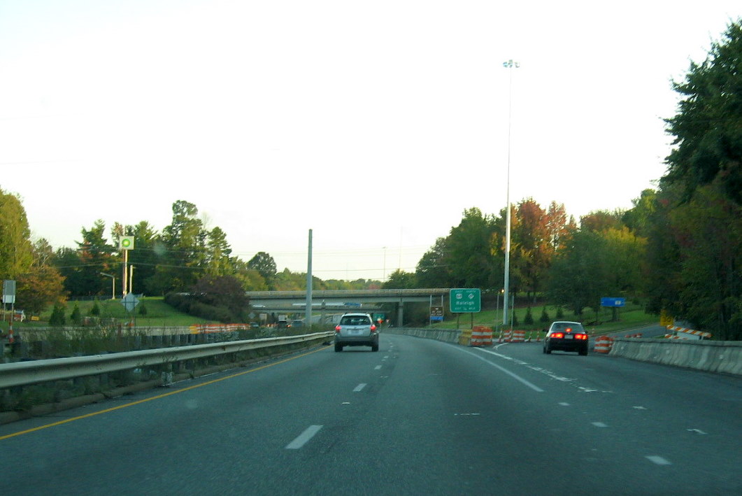 Photo of overhead sign supports for future US 64/NC 49 Exit sign in 
Asheboro