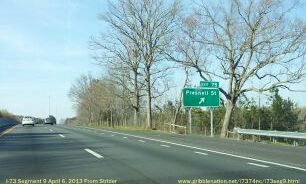 Photo of exit sign for Presnell Street on I-73, US 220 North/I-74 West in 
Asheboro, Apr 2013