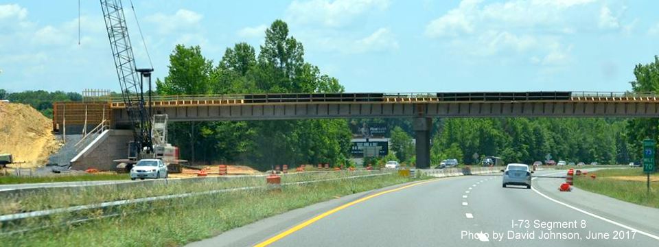 Image taken of bridge being built over I-73/I-74 in Asheboro as part of US 64 Bypass project, by David Johnson