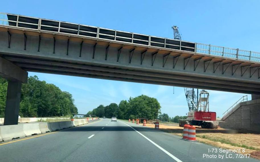 Image with closeup look at bridge being built over I-73 North in Asheboro for US 64 Bypass, by LC