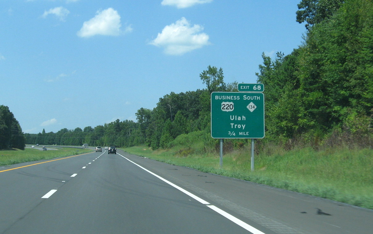 Photo showing new exit number for Business 220/NC 134 exit off of I-73/I-74