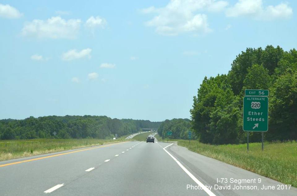 Image taken of US 220 Exit sign on I-73 South/I-74 East by David Johnson