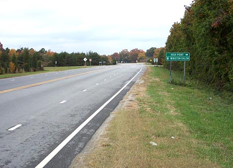 Photo of signage at US 311 interchange with High Point Road, Nov. 2002