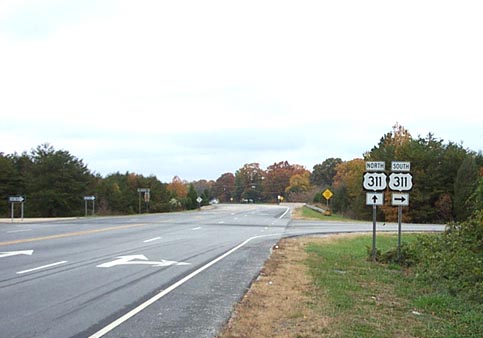 Photo of US 311 signage at High Point Road exit on-ramp, Nov. 2002