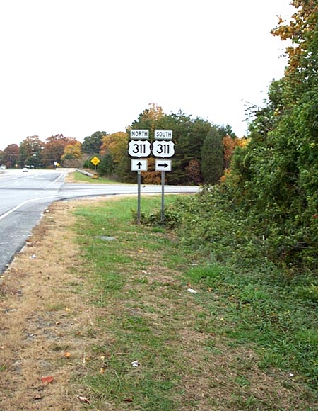 Photo of US 311 signage at High Point Road Exit On-ramp, Nov. 2002