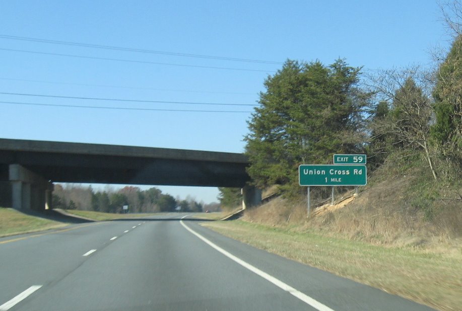 Photo of new exit signage for Union Cross Road on US 311/Future I-74 in Nov. 2008