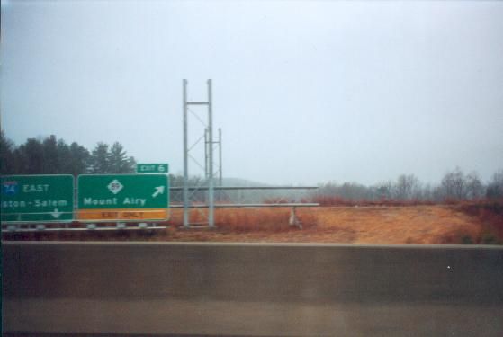 Photo of signs for Exit 6 (NC 89) awaiting installation in 1998, Courtesy of
Adam Prince