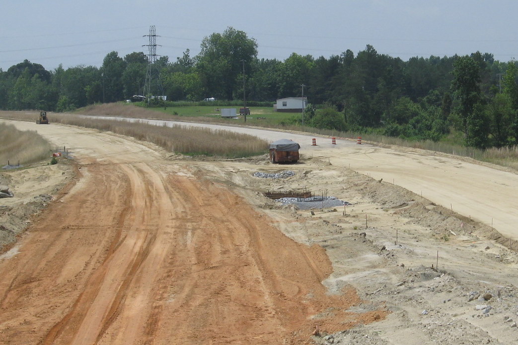 Photo of construction progress south of Poole Road bridge over I-74 Freeway, 
June 2009