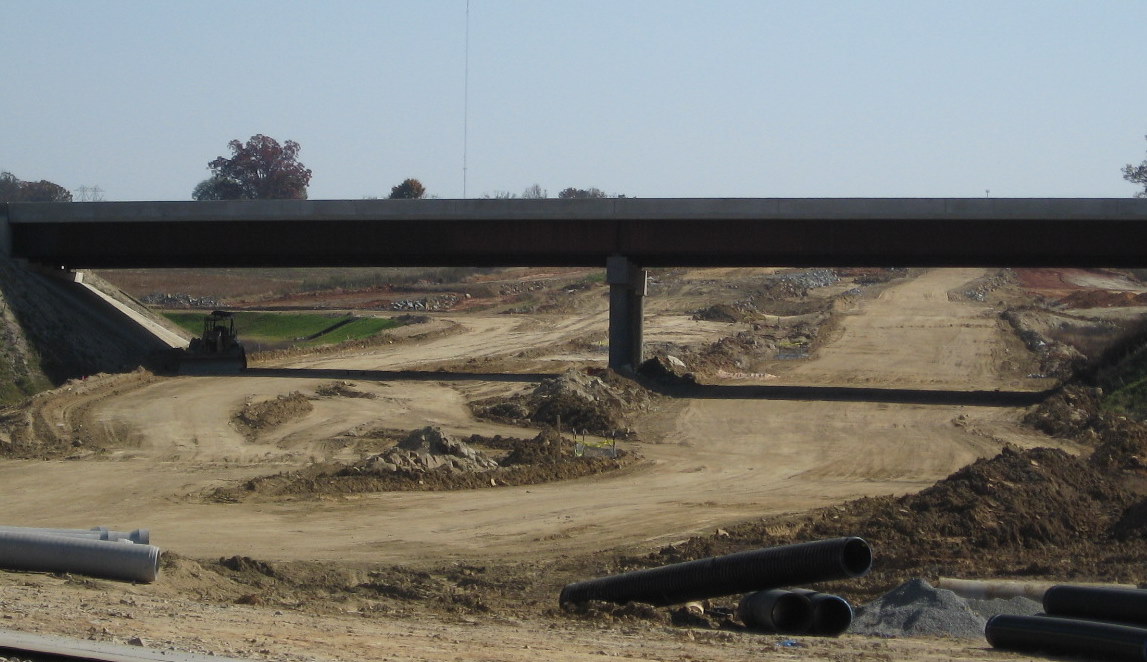 Photo looking at the almost completed Cedar Square Rd bridge nine days 
before it opened in Nov. 2009