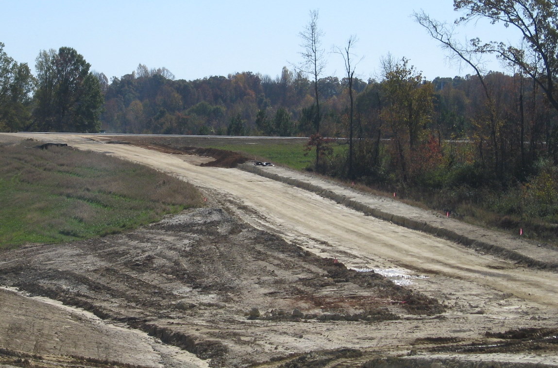 Photo showing progress in building the Future I-74 east off-ramp to Cedar 
Square Road in Nov. 2009