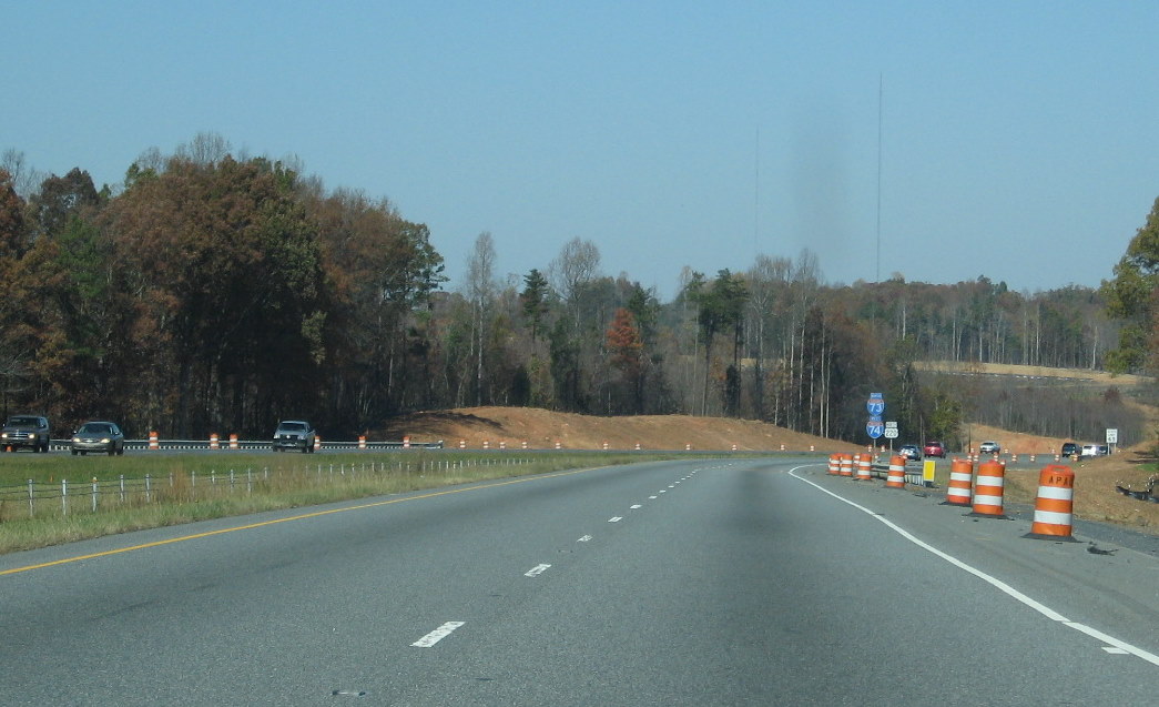 Photo of progress clearing area for future I-74 exit ramps from US 220 
North in Randleman, Nov. 2009
