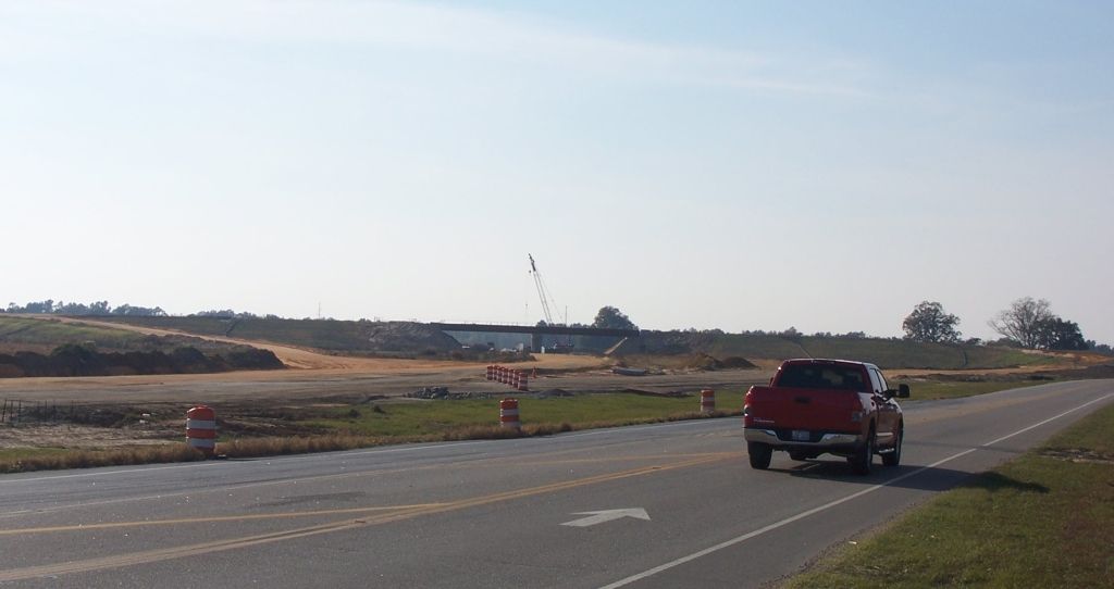 Photo showing progress constructing the I-74/US 74 interchange from the then
US 74 roadway in Nov. 2007, courtesy of Rodney Gardner