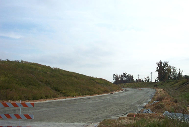 Photo showing construction of Kivett Drive ramp to US 311 South in Oct. 2003