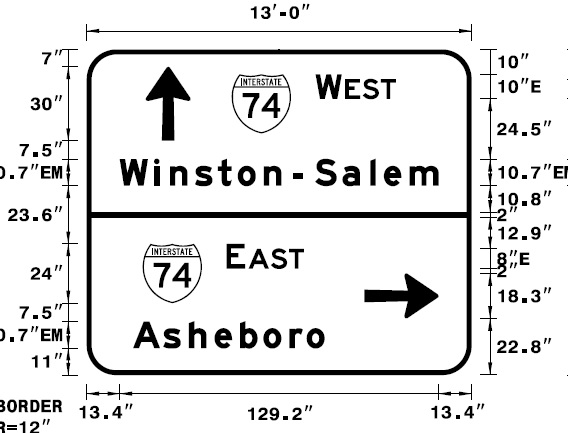 Image of NCDOT sign plan for revised interchange with NC 68 in High Point