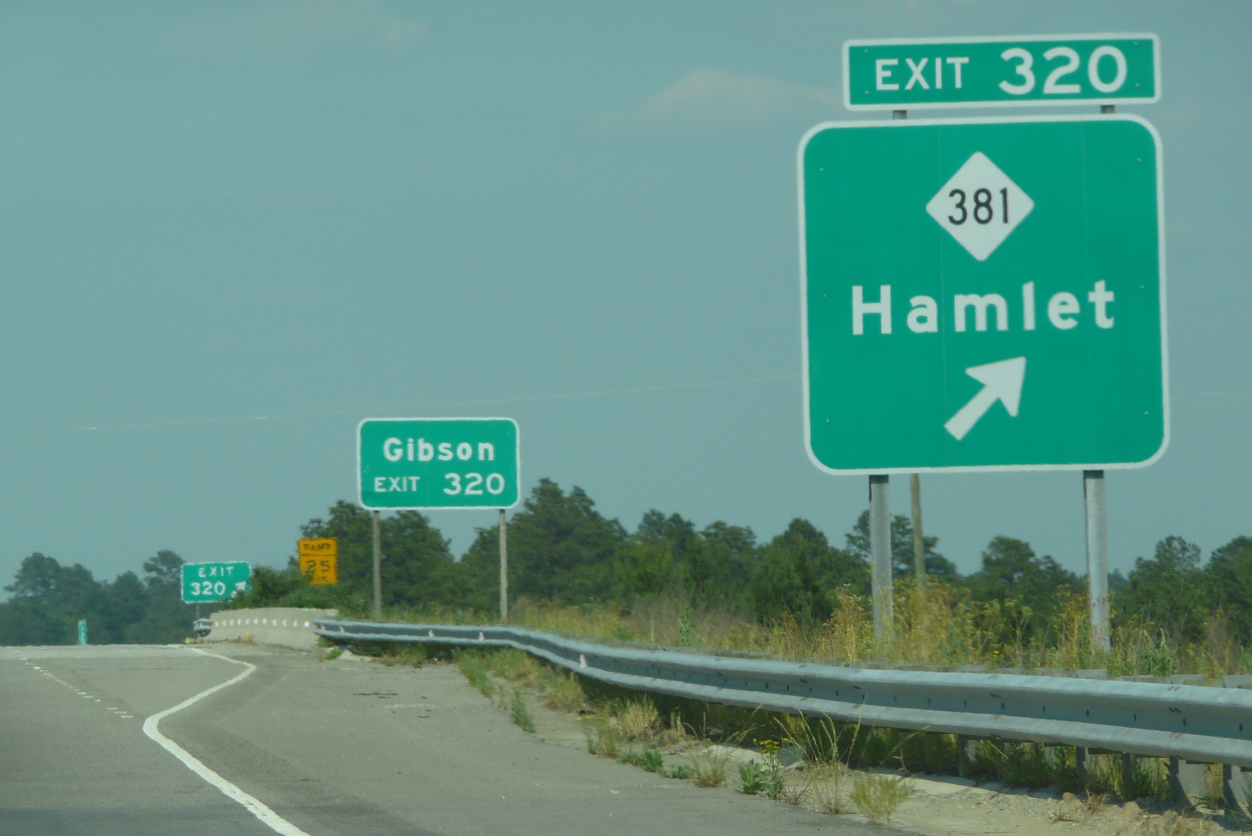 Photo of exit signage for the NC 381 Exit along the US 74 Rockingham
Bypass in 2009, Courtesy of James Mast