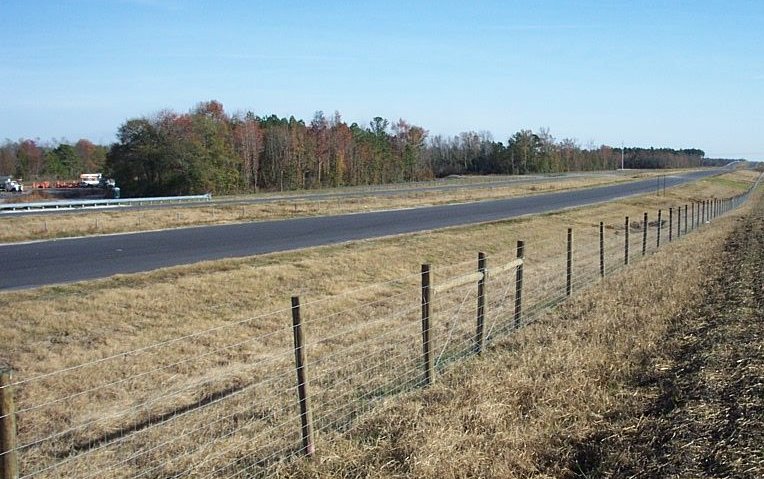 Photo from existing end of I-74 looking east along unopened roadway, Nov.
2007