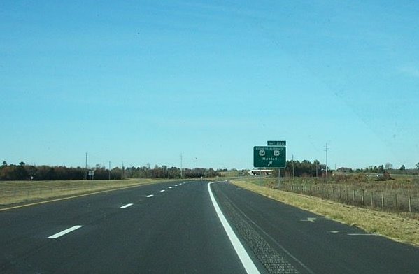 Photo of the western end of the new I-74/US 74 freeway in Oct. 2007