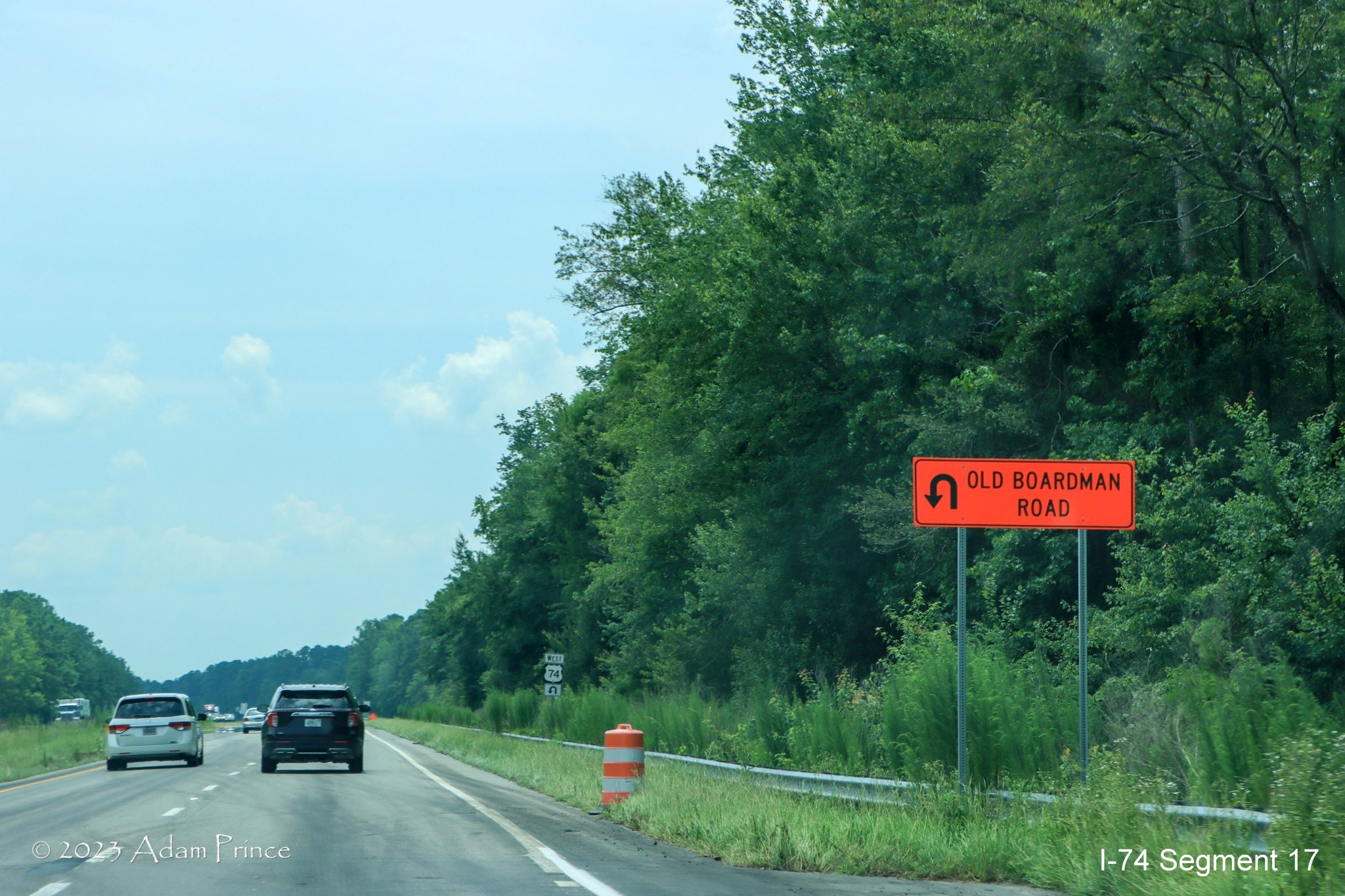 Image of temporary Old Boardman Road detour sign no longer needed in interchange construction zone, 
        Adam Prince, July 2023
