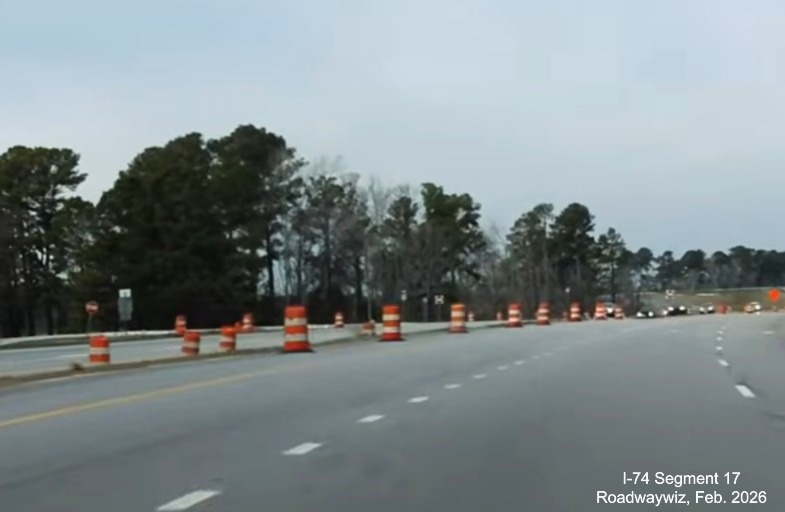 Image approaching current NC 130 West intersection on US 74 (Future I-74) West in
Robeson County, Google Maps Street View, February 2026