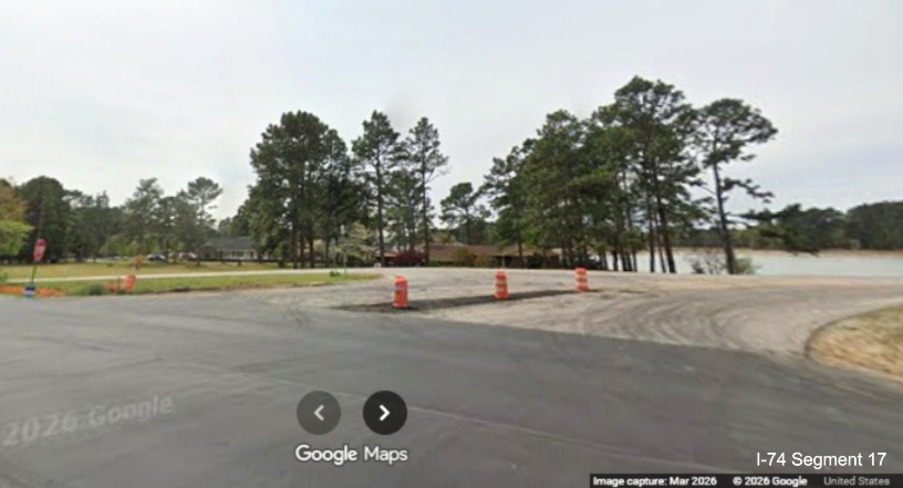 Image of paving operations along US 74 (Future I-74) West in 
	  Robeson County, Google Maps Street View, March 2026