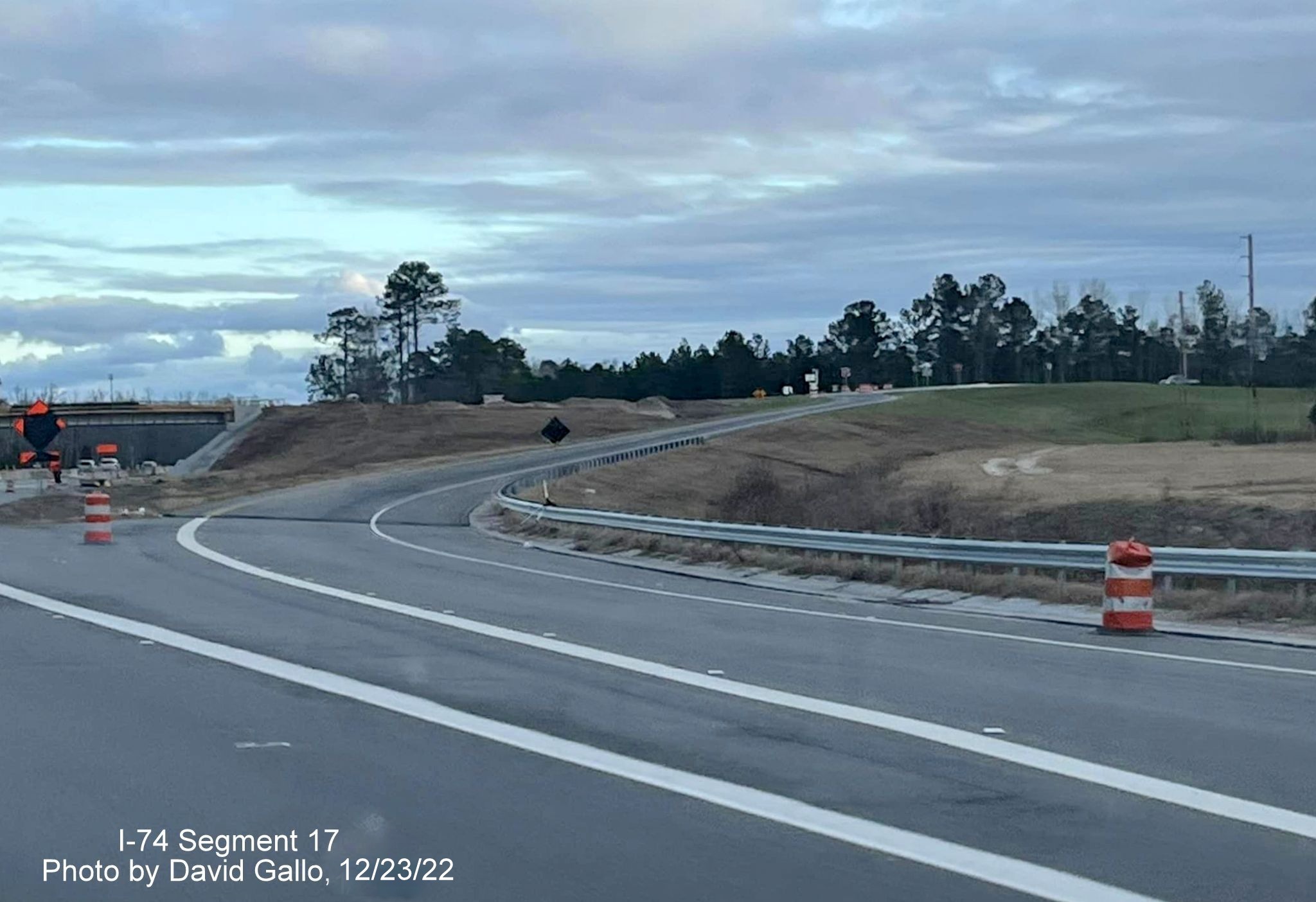 Image of open off-ramp for Boardman interchange on US 74 East, by David Gallo, 
        December 2022