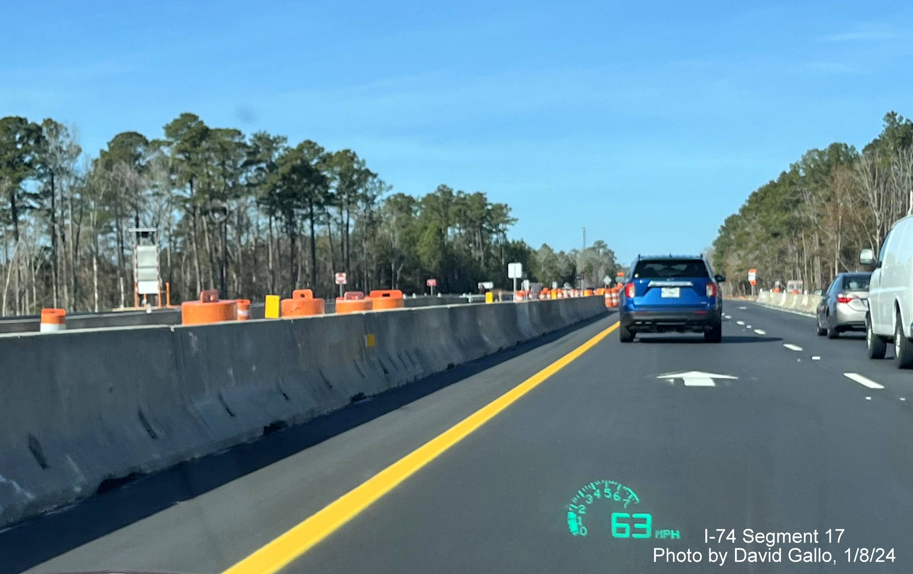 Image of NC 72 intersection construction from US 74 (Future I-74) West in Robeson County, by David Gallo, 
       January 2024