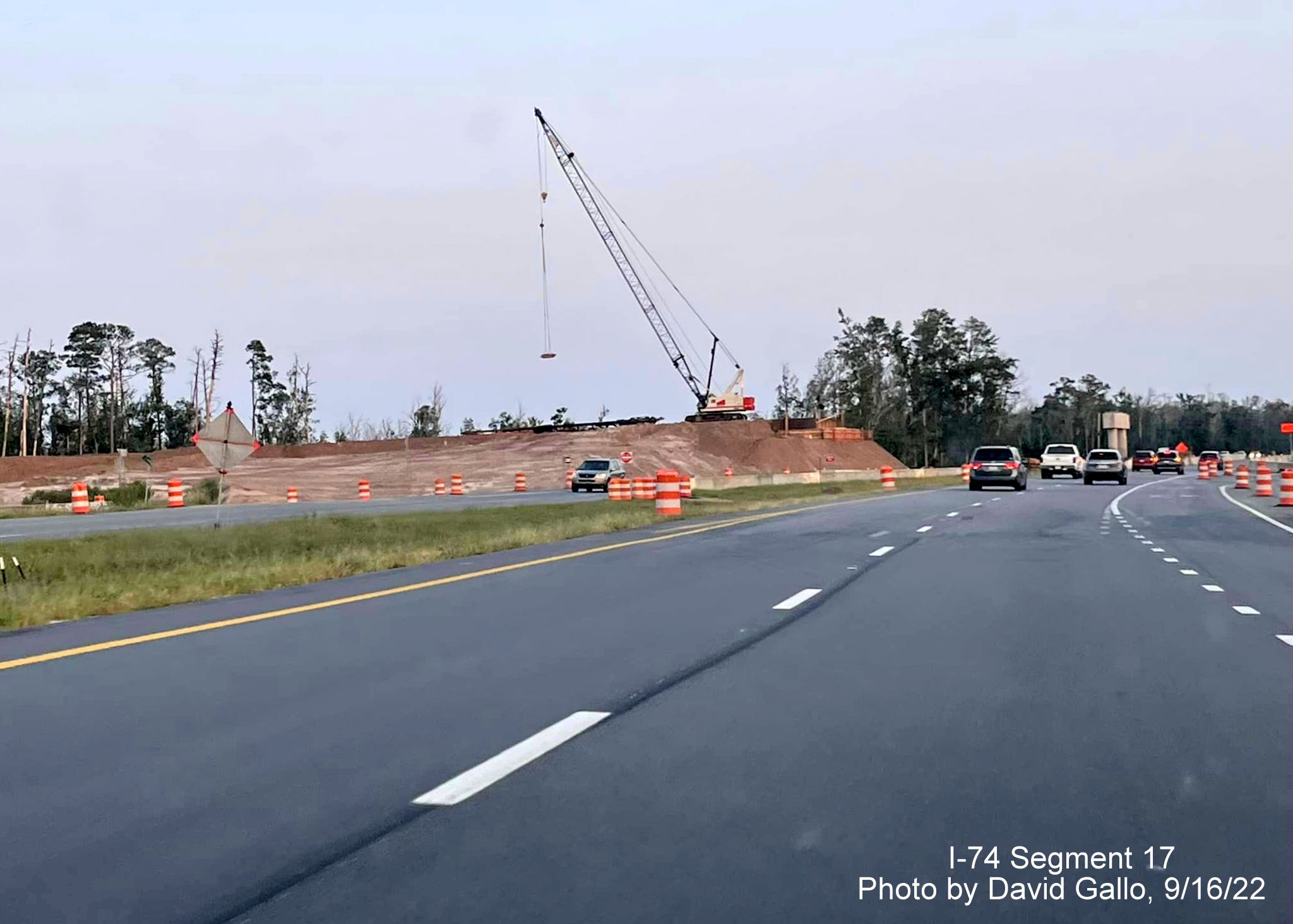Image of bridge construction from US 74 East in Boardman interchange construction zone, by David Gallo September 2022