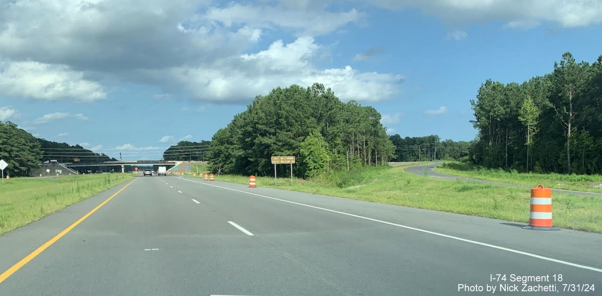 Image of new ramps being constructed for future Lake Waccamaw interchange on US 74/76 (Future I-74) 
       East in Columbus County, Nick Zachetti, July 2024