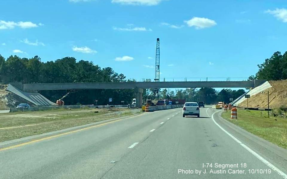 Image of newly placed girders over US 74/76 (Future I-74) in Columbus County as part of project building new interchange with Hallsboro Road, by J. Austin Carter
