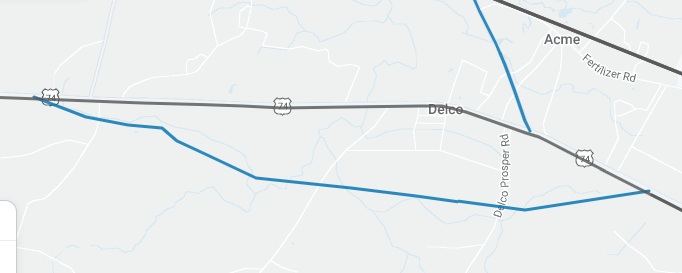 Image of NCDOT map of US 74/76 upgrade project H090287-AE listed among 
	  potential 2028-2037 STIP projects by NCDOT, July 2026