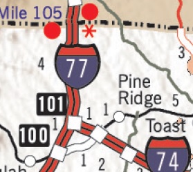 Excerpt of NCDOT 2017-2018 Transportation Map showing I-74 Segment 1