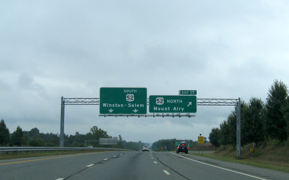Photo of original US 52 Exit Sign Assembly on I-74 East, Sept. 2009