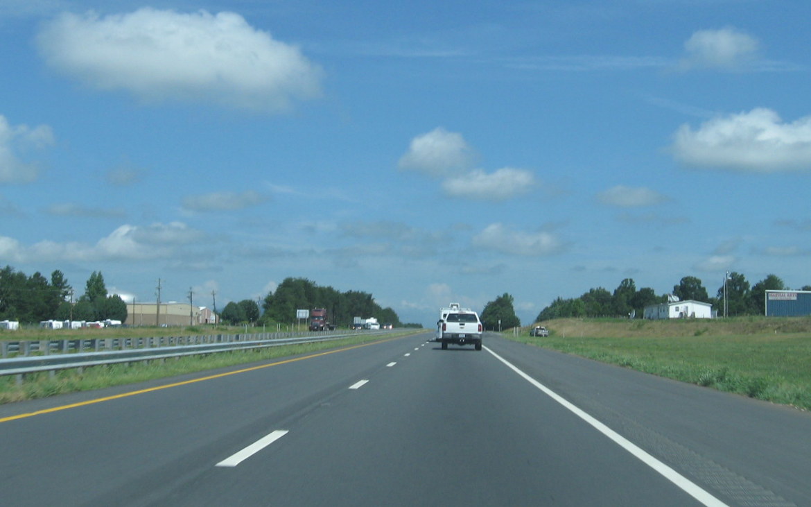 Photo of newly reconstructed US 52 at the King/Tobaccoville Exit looking
north, July 2012