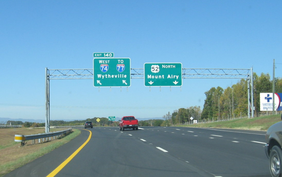 Photo of new signage at the I-74 Exit of of US 52 North in Oct. 2010