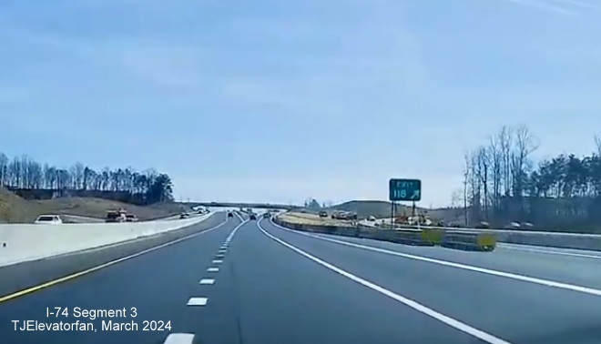 Dashcam video image approaching Beltway exit on US 52 South at the NC 65 exit, video by 
        TJElevatorfan, posted March 16, 2024