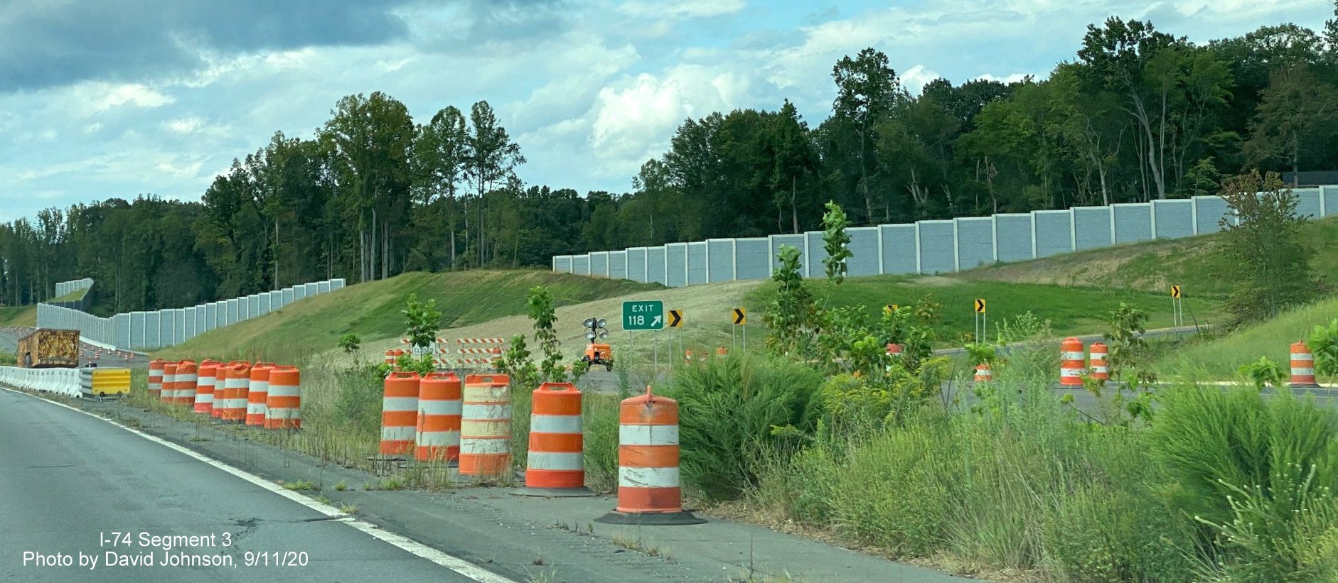 Image of future I-74 Winston Salem Northern Beltway interchange construction from US 52 North, by David Johnson September 2020