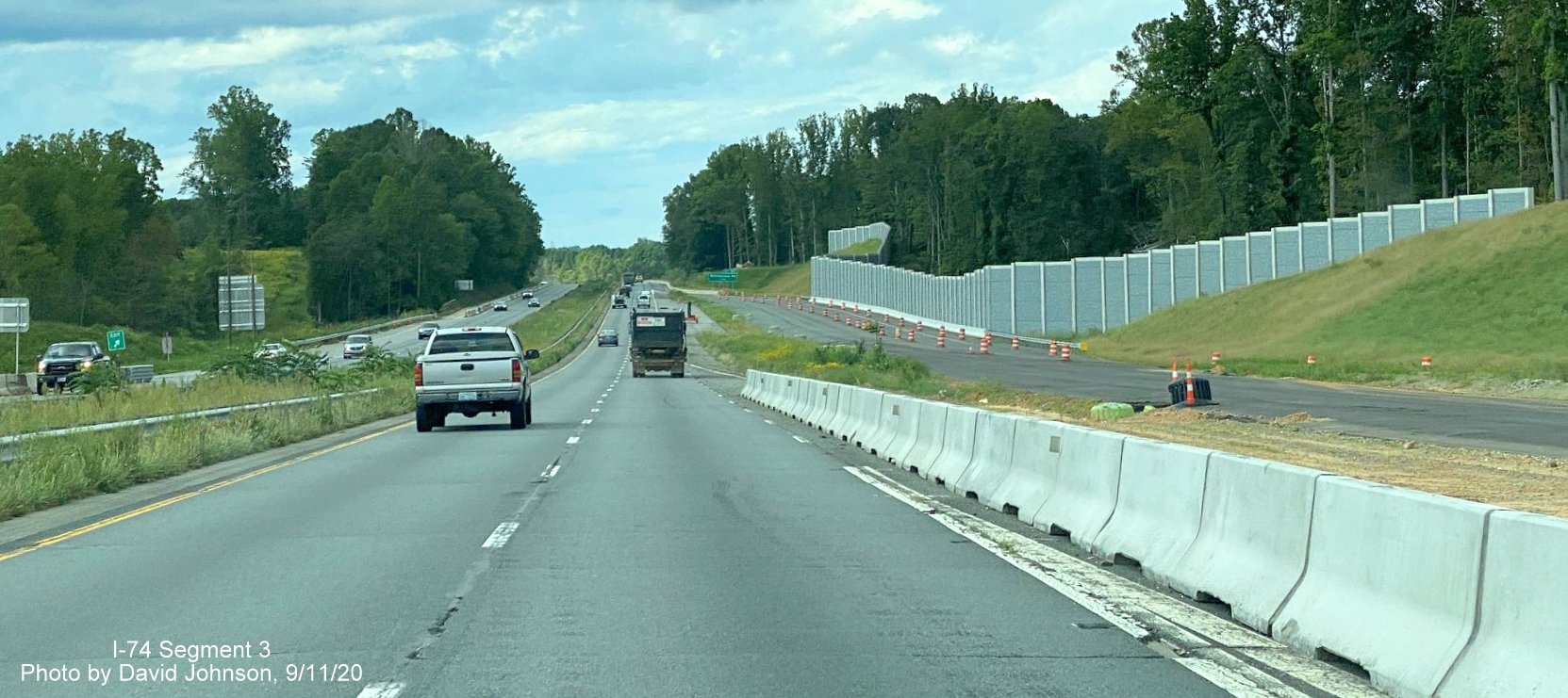 Image of future I-74 West ramp from Winston Salem Northern Beltway merging onto US 52 North, by David Johnson September 2020