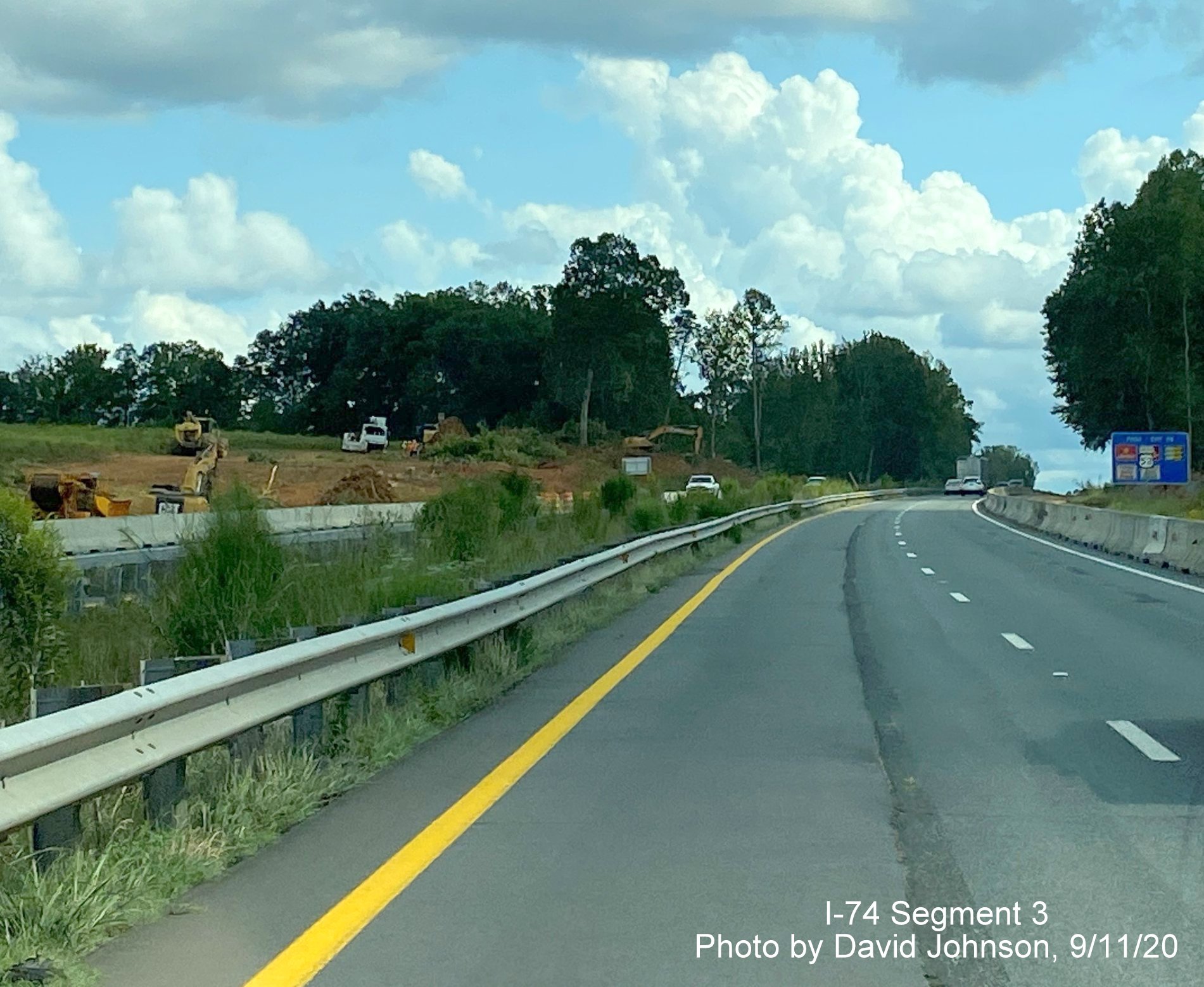 Image of widening work along US 52 Nouth as part of future I-74 Winston Salem Northern Beltway interchange construction, by David Johnson September 2020