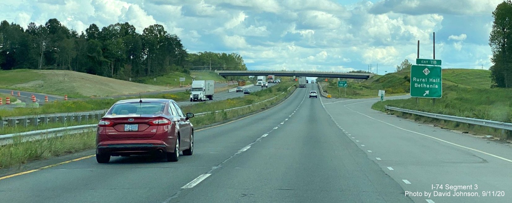 Image of widening along US 52 in advance of new ramp to NC 65 as part of future I-74 Winston Salem Northern Beltway interchange construction, by David Johnson September 2020