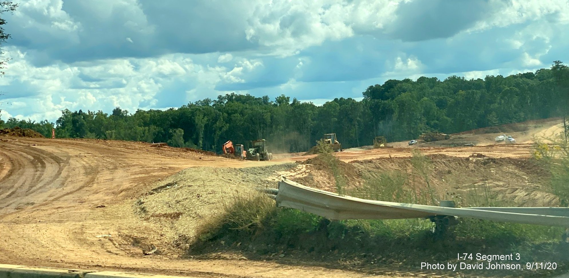 Image of site clearing and grading from US 52 South as part of future I-74 Winston Salem Northern Beltway interchange construction, by David Johnson September 2020