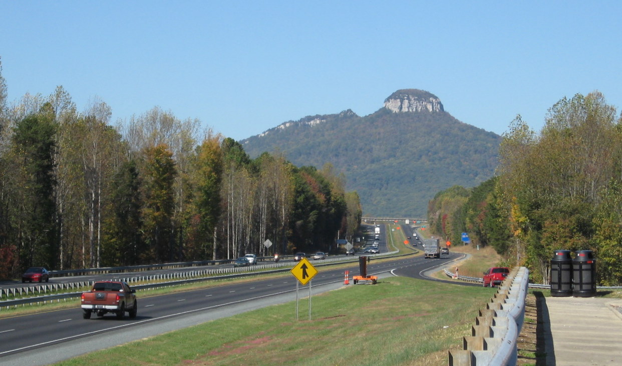 Photo of view of Pilot Mountain from Scenic Overlook on US 52 in Stokes
County, Oct. 2010