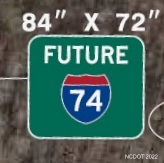 Image of plan for Future I-74 sign along US 52 in Surry, Stokes and Forsyth Counties, 
        NCDOT August 2022 