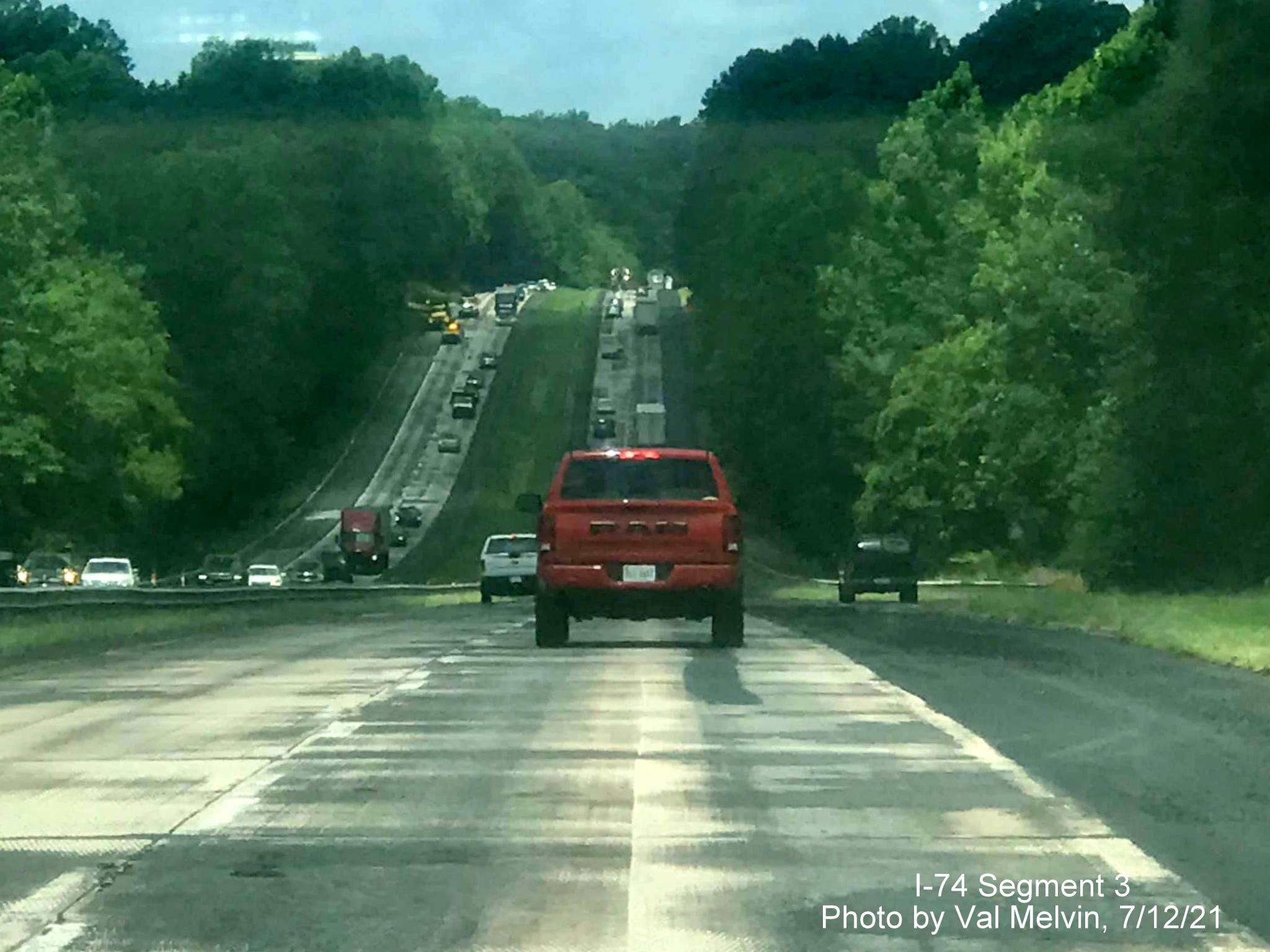 Image of newly widened shoulders on US 52 North (Future I-74 West) in Forsyth County constructed as part 
                                        of the Winston-Salem Northern Beltway interchange project, by Val Melvin, July 2021