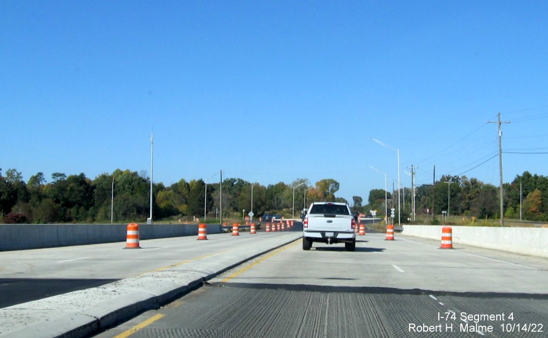 Image of crossing NC 8/Germanton Road over the bridge across the Winston-Salem Northern
        Beltway for future ramp to NC 74 East, October 2022