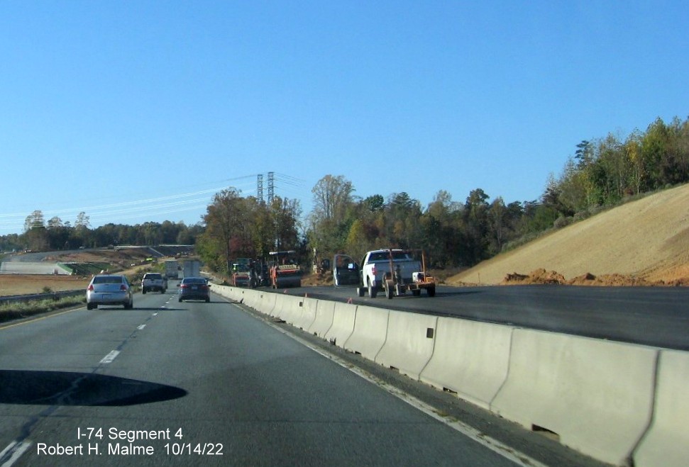 Image of workers paving future US 52 ramp to NC 74 (Future I-74) Winston-Salem Northern Beltway, 
          October 2022
