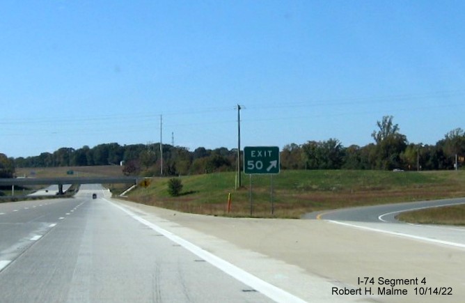 Image of gore sign for US 158 exit on NC 74 (Future I-74) West Winston-Salem Northern Beltway, October 2022